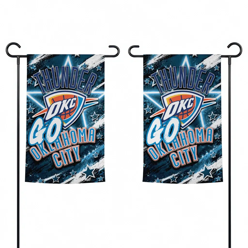 Oklahoma City Thunder Garden Flag Customized Glowing Star Blue Fashion Forward Oklahoma City Thunder Garden Flag Customized Glowing Star Blue Fashion Forward