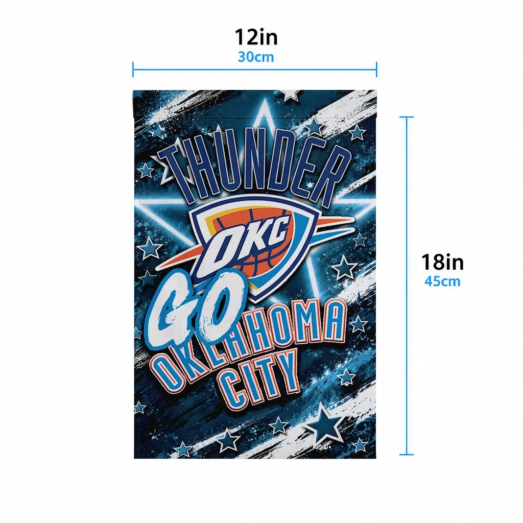Oklahoma City Thunder Garden Flag Customized Glowing Star Blue High Quality Oklahoma City Thunder Garden Flag Customized Glowing Star Blue High Quality