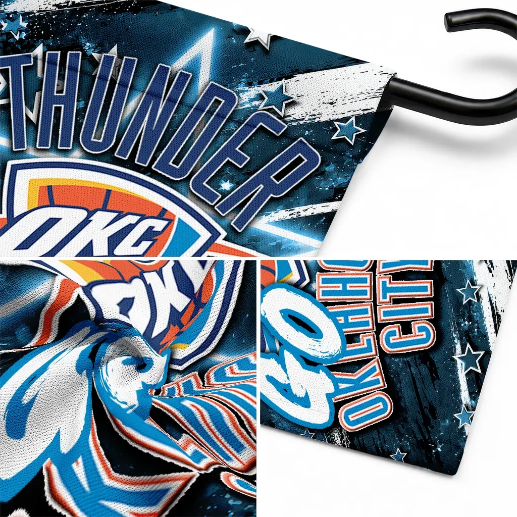 Oklahoma City Thunder Garden Flag Customized Glowing Star Blue Latest Model Oklahoma City Thunder Garden Flag Customized Glowing Star Blue Latest Model
