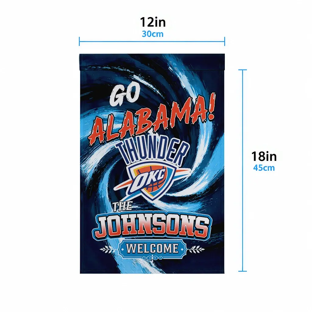 Oklahoma City Thunder Garden Flag Customized Swirl Vortex Blue High Quality Oklahoma City Thunder Garden Flag Customized Swirl Vortex Blue High Quality