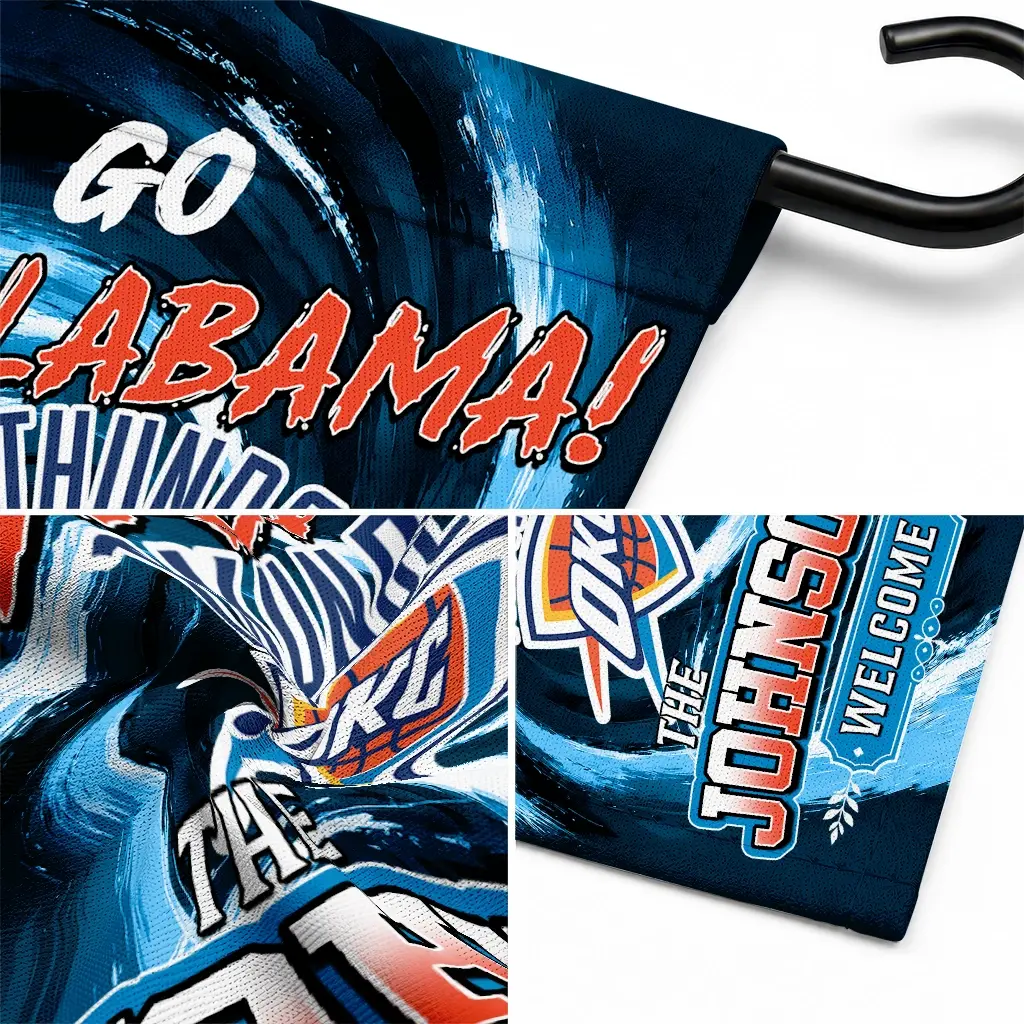 Oklahoma City Thunder Garden Flag Customized Swirl Vortex Blue Latest Model Oklahoma City Thunder Garden Flag Customized Swirl Vortex Blue Latest Model