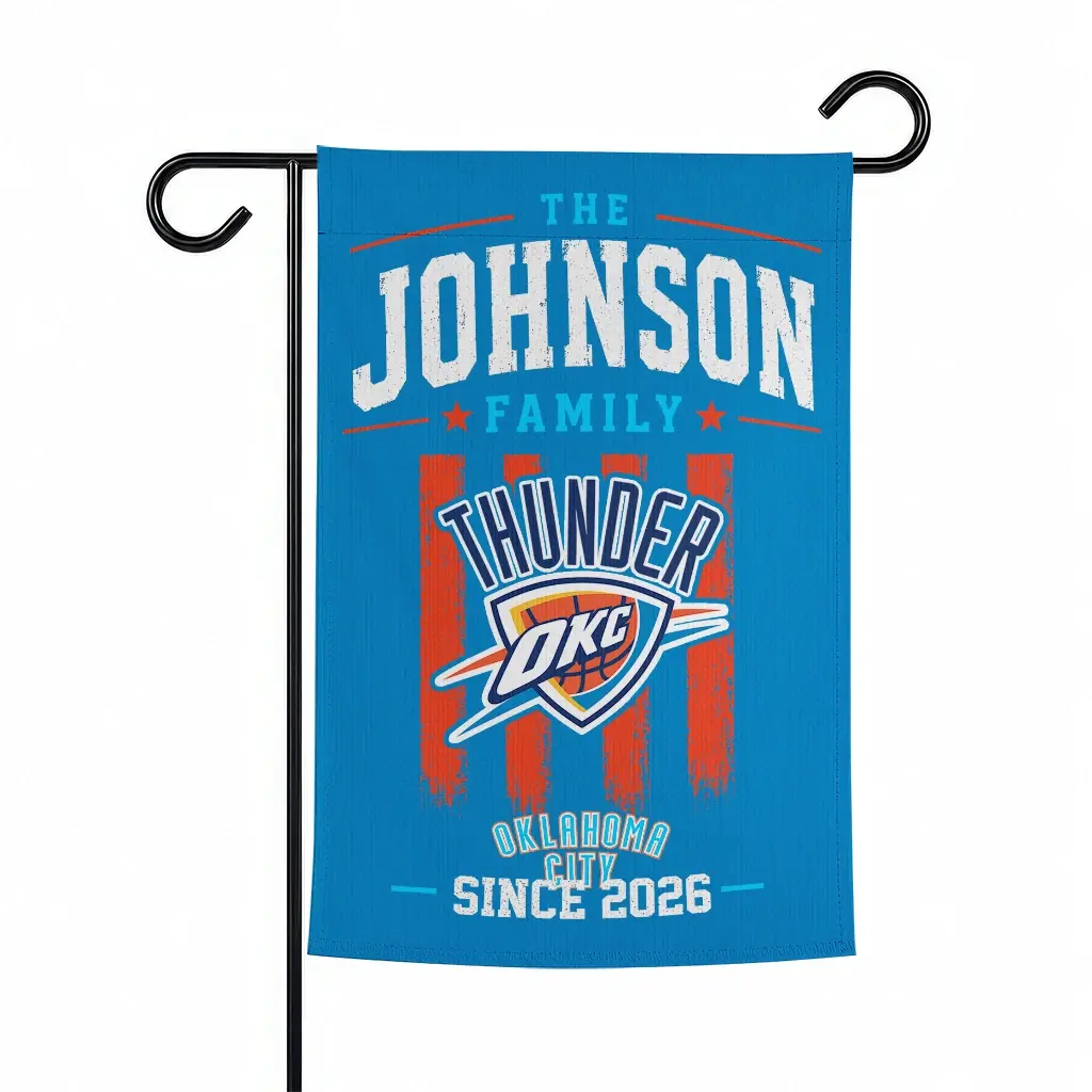 Oklahoma City Thunder Garden Flag Personalized Distressed Stripes Blue Best Selling Oklahoma City Thunder Garden Flag Personalized Distressed Stripes Blue Best Selling