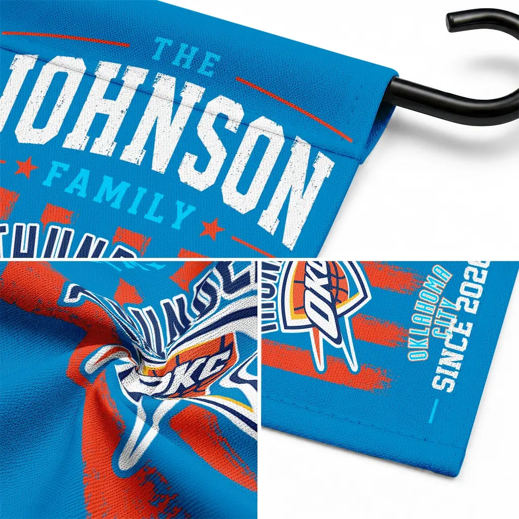 Oklahoma City Thunder Garden Flag Personalized Distressed Stripes Blue Latest Model Oklahoma City Thunder Garden Flag Personalized Distressed Stripes Blue Latest Model