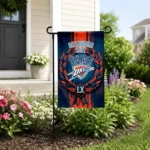 Oklahoma City Thunder Garden Flag Personalized Laurel Wreath Blue Best Selling