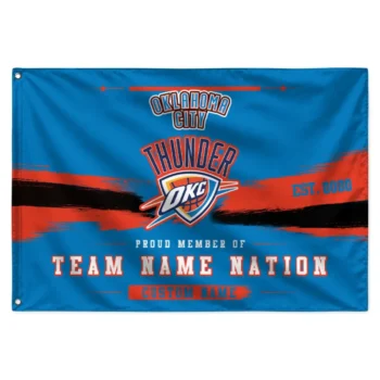 Oklahoma City Thunder House Flag Custom Brushed Streaks Blue Best Selling