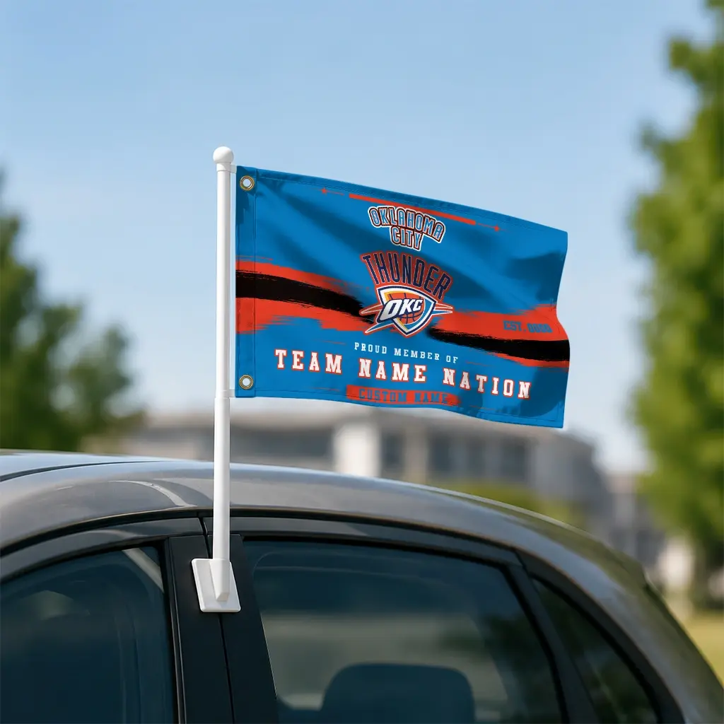 Oklahoma City Thunder House Flag Custom Brushed Streaks Blue Latest Model Oklahoma City Thunder House Flag Custom Brushed Streaks Blue Latest Model