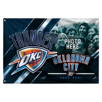 Oklahoma City Thunder House Flag Customized Diagonal Stripes Blue Best Selling