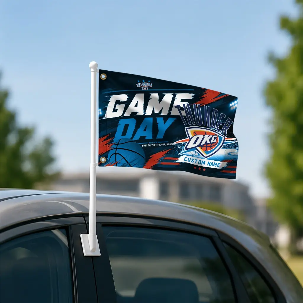 Oklahoma City Thunder House Flag Customized Energy Brushstrokes Blue Latest Model Oklahoma City Thunder House Flag Customized Energy Brushstrokes Blue Latest Model