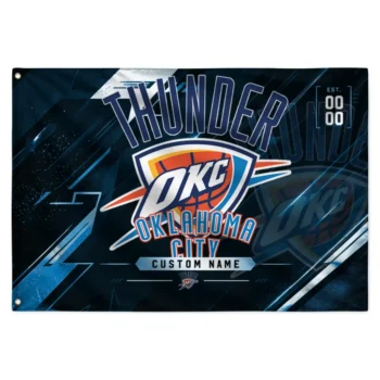 Oklahoma City Thunder House Flag Personalized Speed Slashes Blue Best Selling