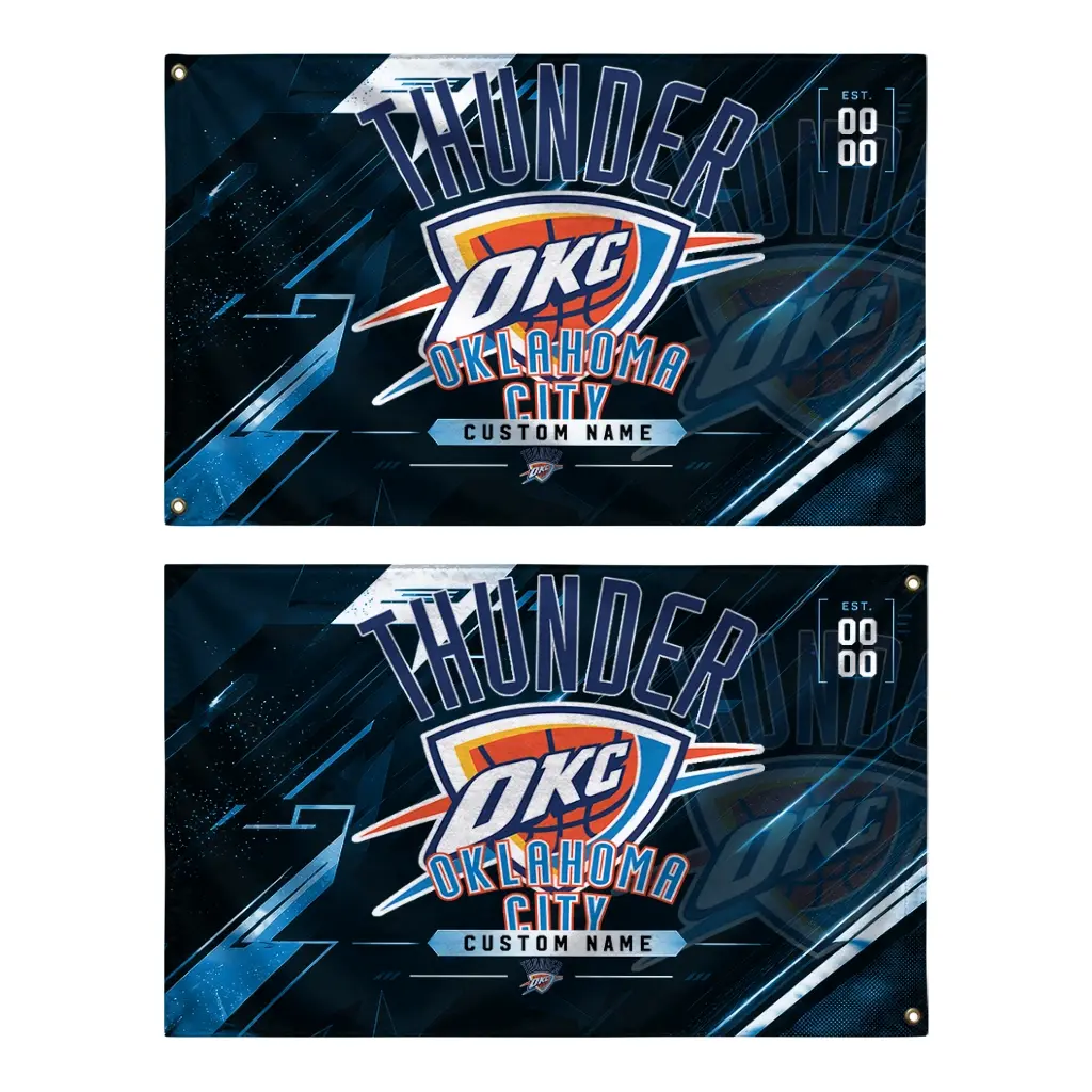 Oklahoma City Thunder House Flag Personalized Speed Slashes Blue Fashion Forward Oklahoma City Thunder House Flag Personalized Speed Slashes Blue Fashion Forward