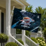 Oklahoma City Thunder House Flag Personalized Speed Slashes Blue Best Selling
