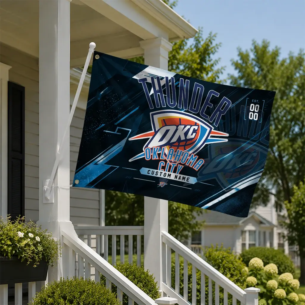 Oklahoma City Thunder House Flag Personalized Speed Slashes Blue New Arrival Oklahoma City Thunder House Flag Personalized Speed Slashes Blue New Arrival
