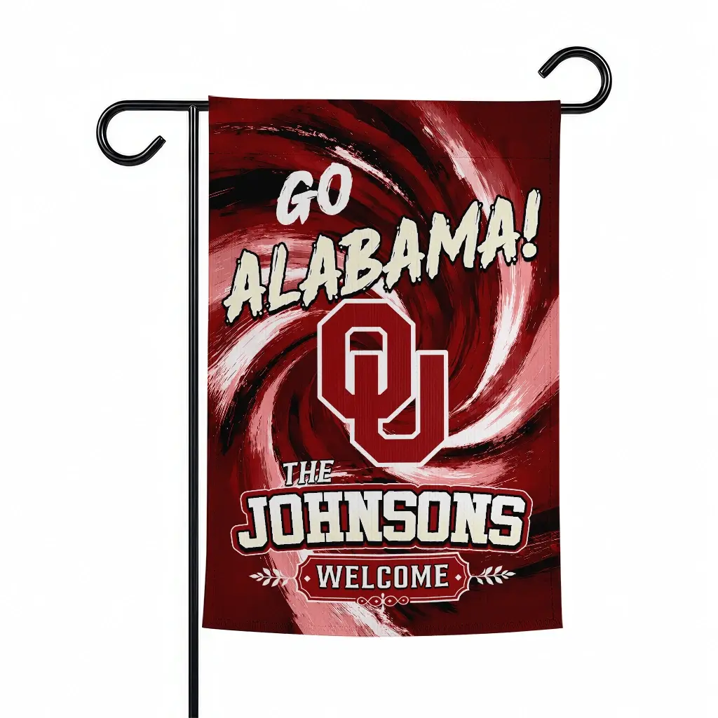 Oklahoma Sooners Garden Flag Personalized Swirl Vortex Crimson Best Selling Oklahoma Sooners Garden Flag Personalized Swirl Vortex Crimson Best Selling