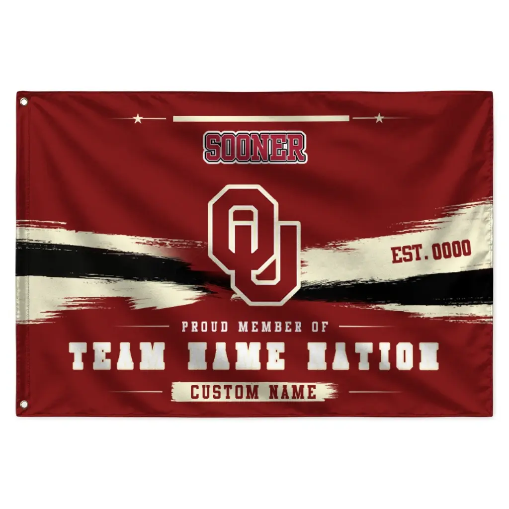 Oklahoma Sooners House Flag Customized Brushed Streaks Crimson Best Selling Oklahoma Sooners House Flag Customized Brushed Streaks Crimson Best Selling