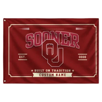 Oklahoma Sooners House Flag Customized Ornate Border Crimson Best Selling