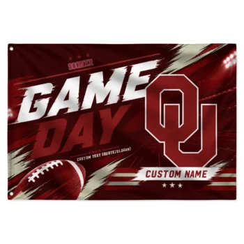 Oklahoma Sooners House Flag Personalized Action Streaks Crimson Best Selling