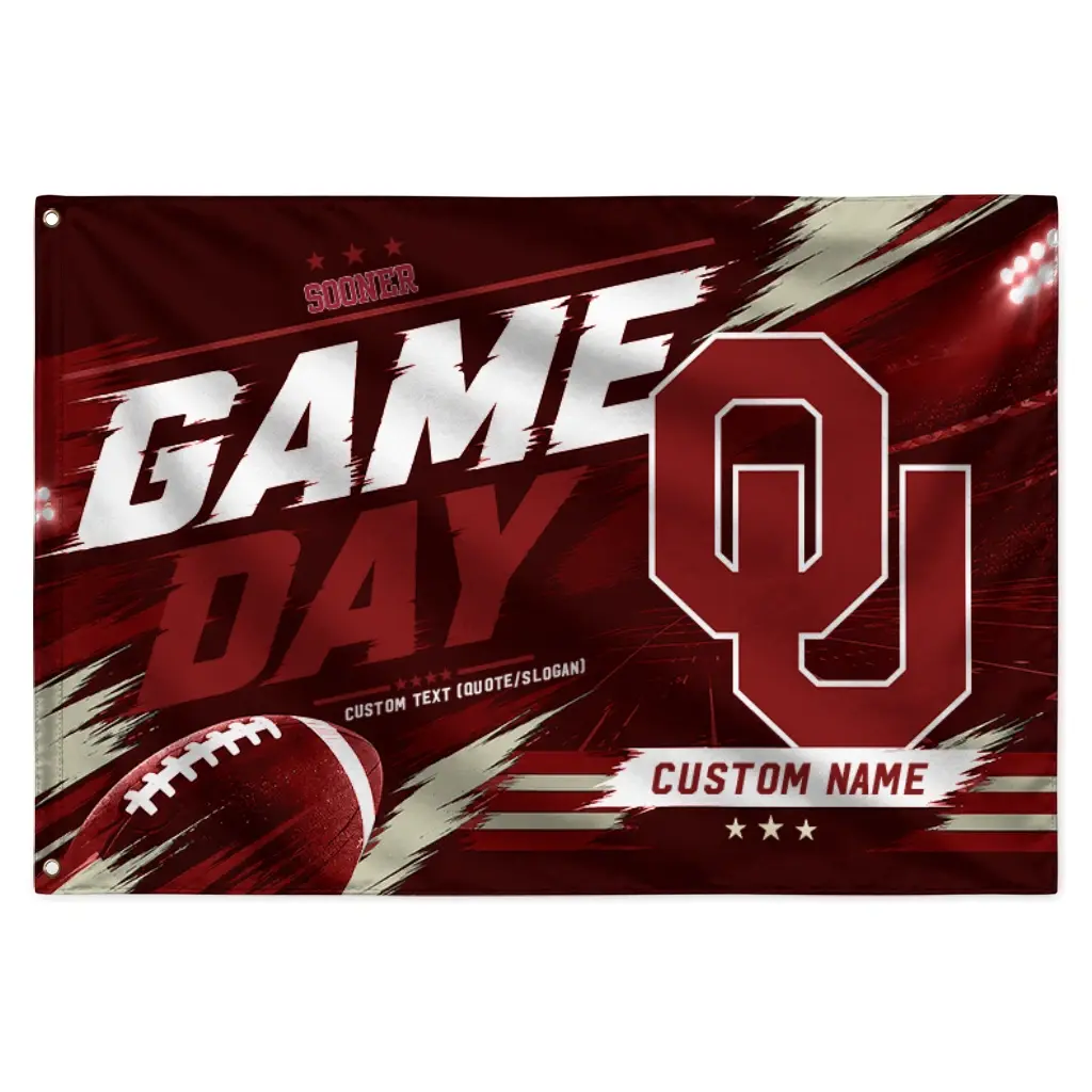 Oklahoma Sooners House Flag Personalized Action Streaks Crimson Best Selling Oklahoma Sooners House Flag Personalized Action Streaks Crimson Best Selling