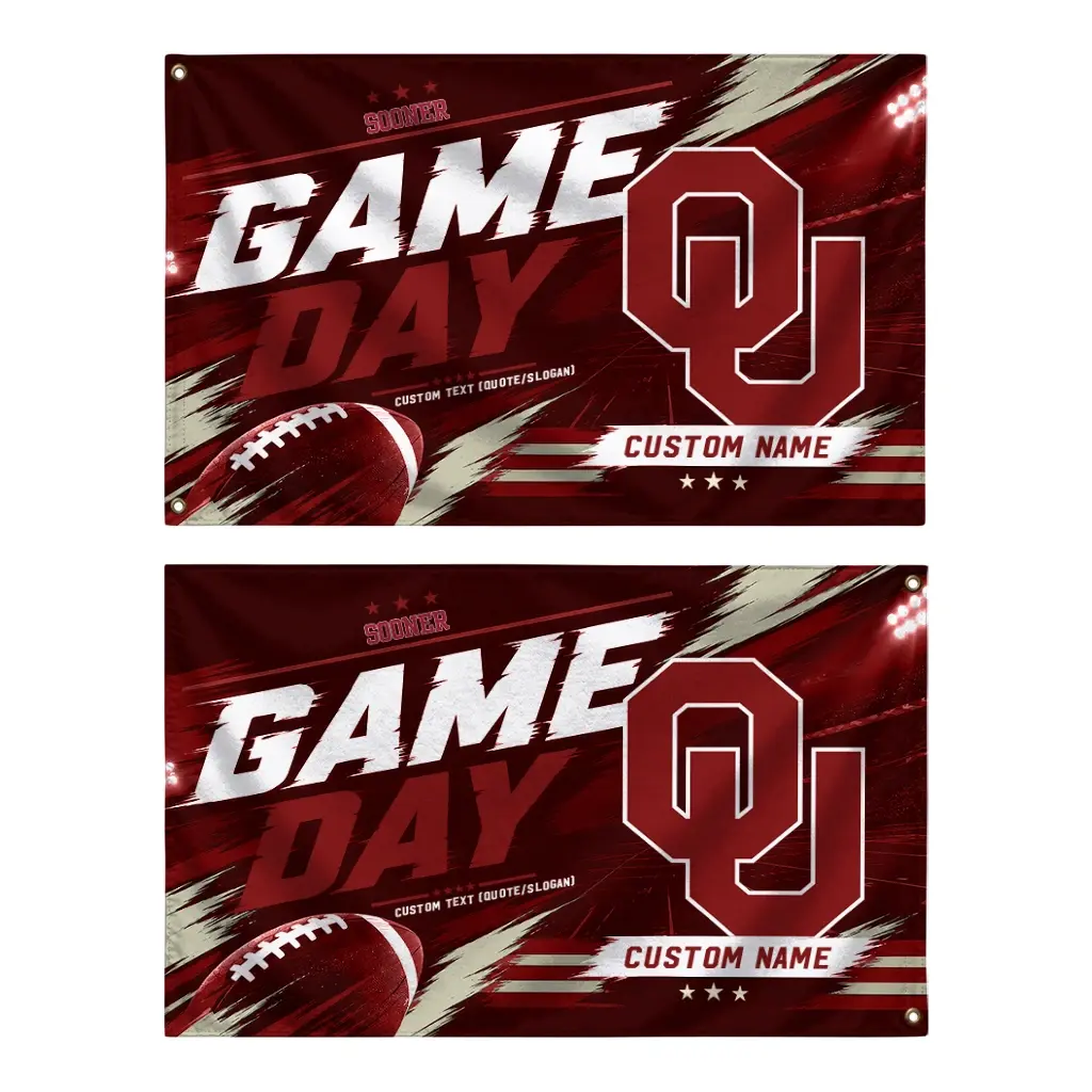 Oklahoma Sooners House Flag Personalized Action Streaks Crimson Fashion Forward Oklahoma Sooners House Flag Personalized Action Streaks Crimson Fashion Forward
