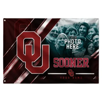 Oklahoma Sooners House Flag Personalized Diagonal Stripes Crimson Best Selling