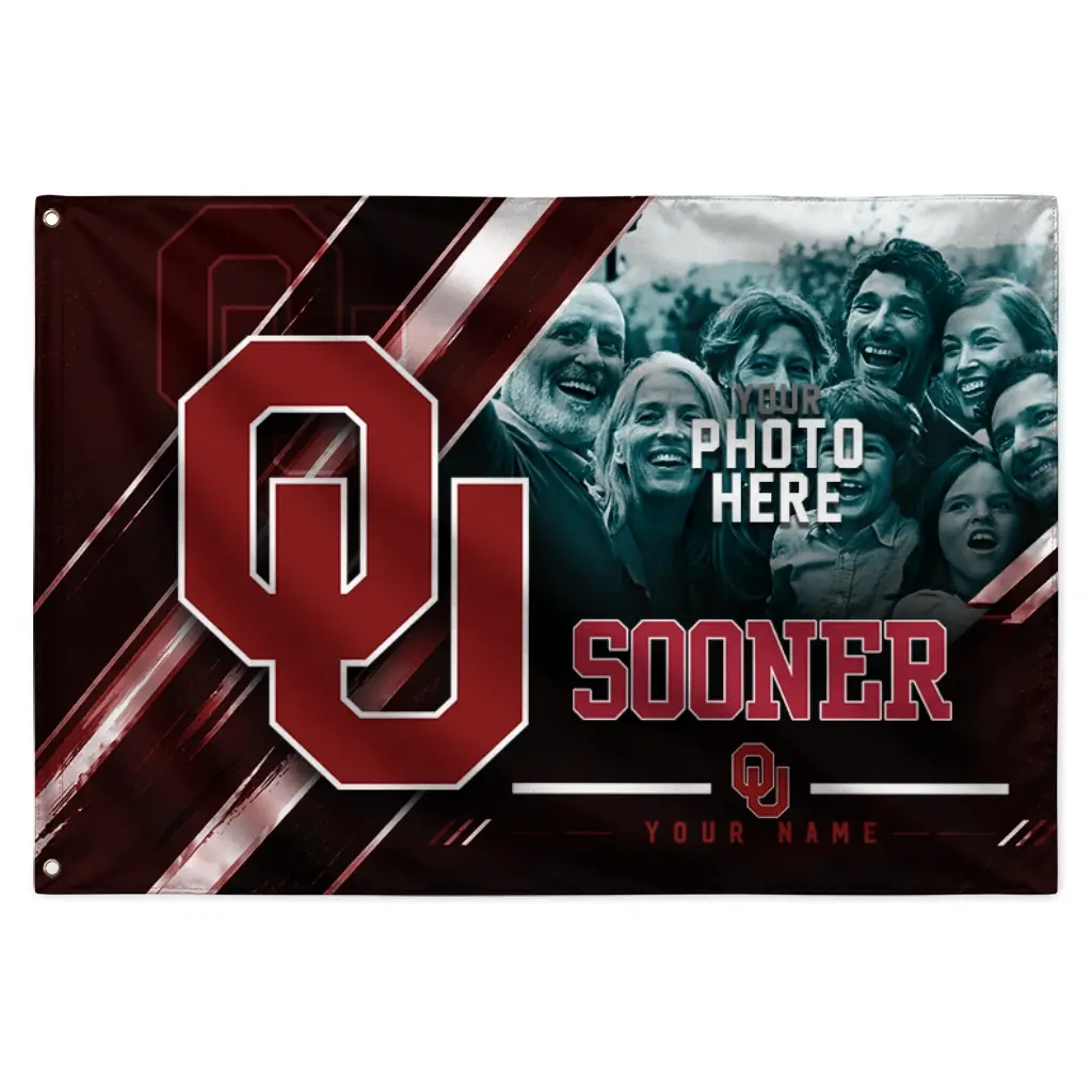 Oklahoma Sooners House Flag Personalized Diagonal Stripes Crimson Best Selling Oklahoma Sooners House Flag Personalized Diagonal Stripes Crimson Best Selling