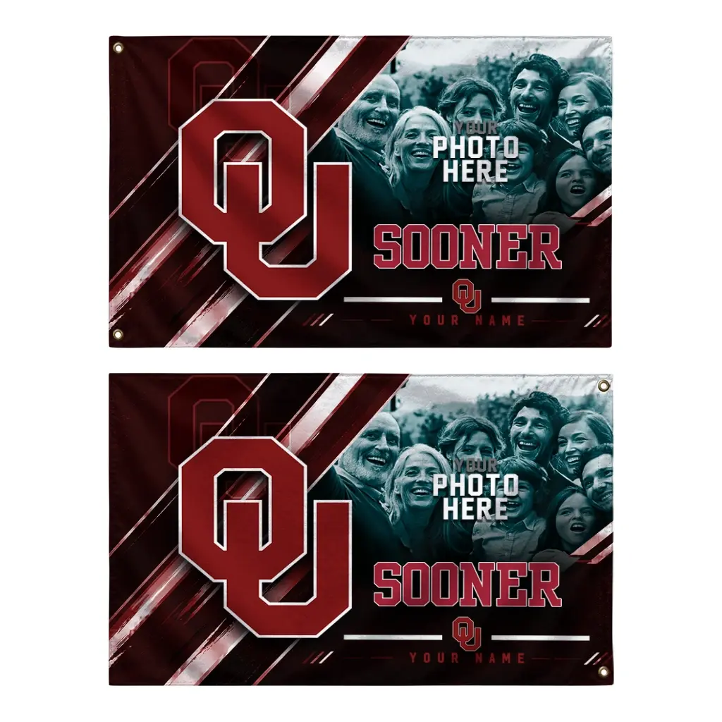 Oklahoma Sooners House Flag Personalized Diagonal Stripes Crimson Fashion Forward Oklahoma Sooners House Flag Personalized Diagonal Stripes Crimson Fashion Forward