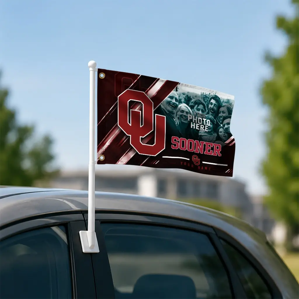 Oklahoma Sooners House Flag Personalized Diagonal Stripes Crimson Latest Model Oklahoma Sooners House Flag Personalized Diagonal Stripes Crimson Latest Model