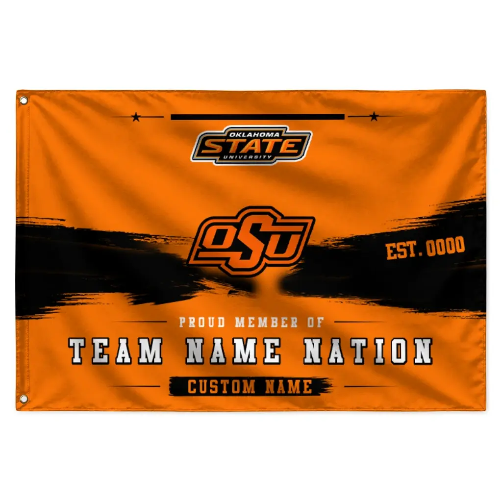 Oklahoma State Cowboys House Flag Custom Brushed Streaks Orange Best Selling Oklahoma State Cowboys House Flag Custom Brushed Streaks Orange Best Selling