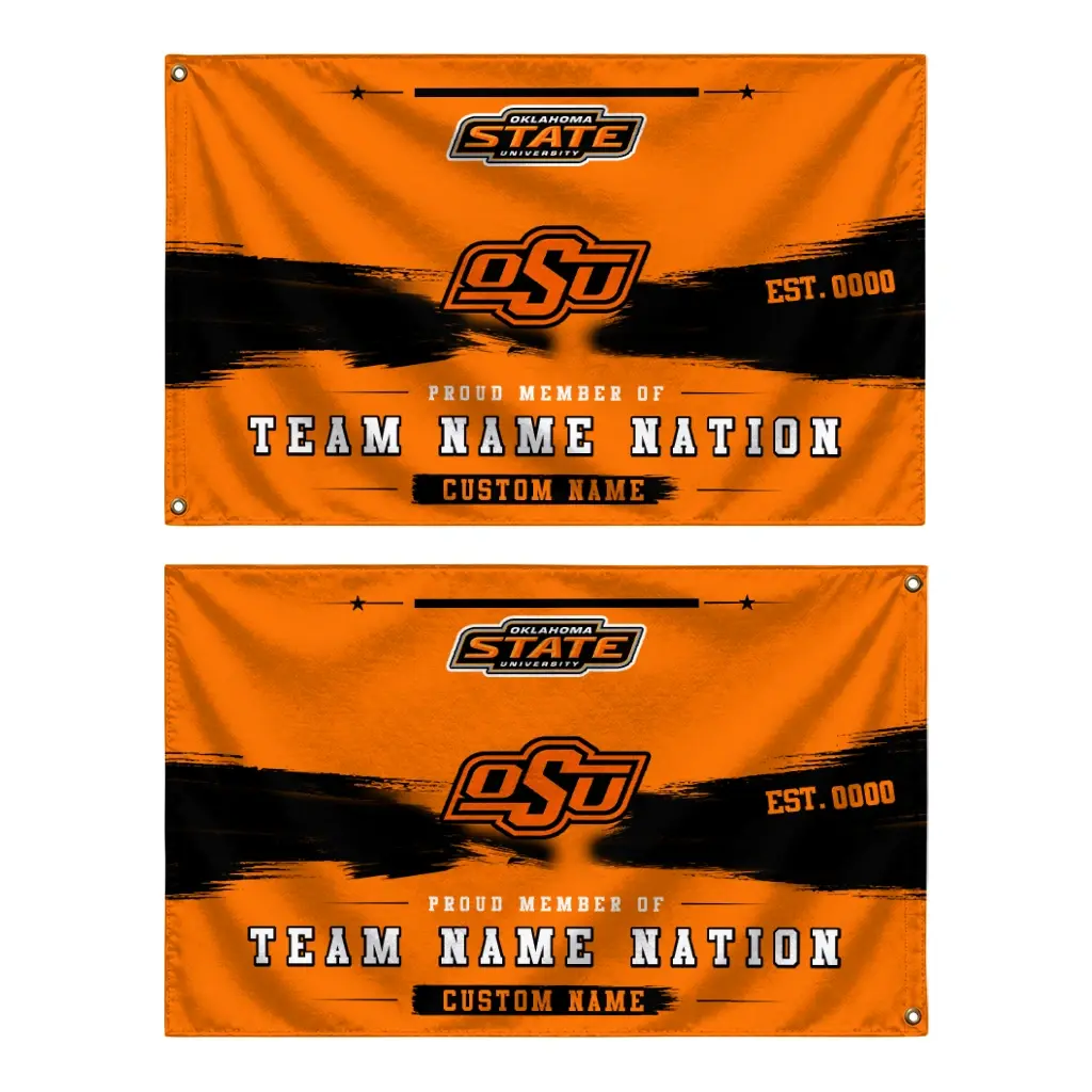 Oklahoma State Cowboys House Flag Custom Brushed Streaks Orange Fashion Forward Oklahoma State Cowboys House Flag Custom Brushed Streaks Orange Fashion Forward