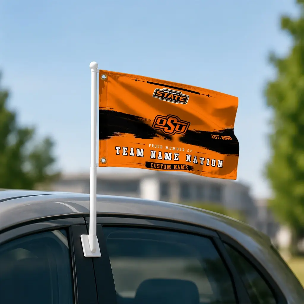 Oklahoma State Cowboys House Flag Custom Brushed Streaks Orange Latest Model Oklahoma State Cowboys House Flag Custom Brushed Streaks Orange Latest Model