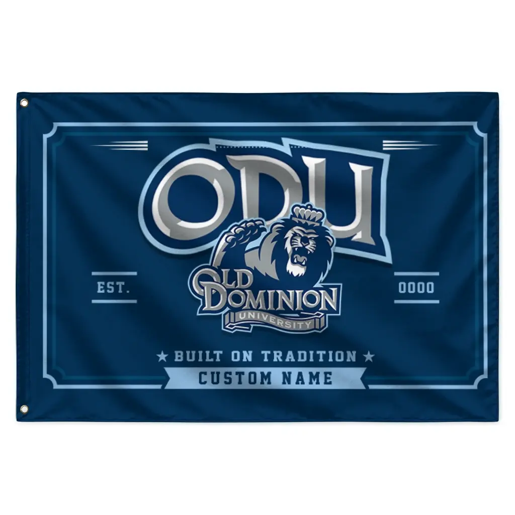 Old Dominion Monarchs House Flag Customized Ornate Border Blue Best Selling Old Dominion Monarchs House Flag Customized Ornate Border Blue Best Selling