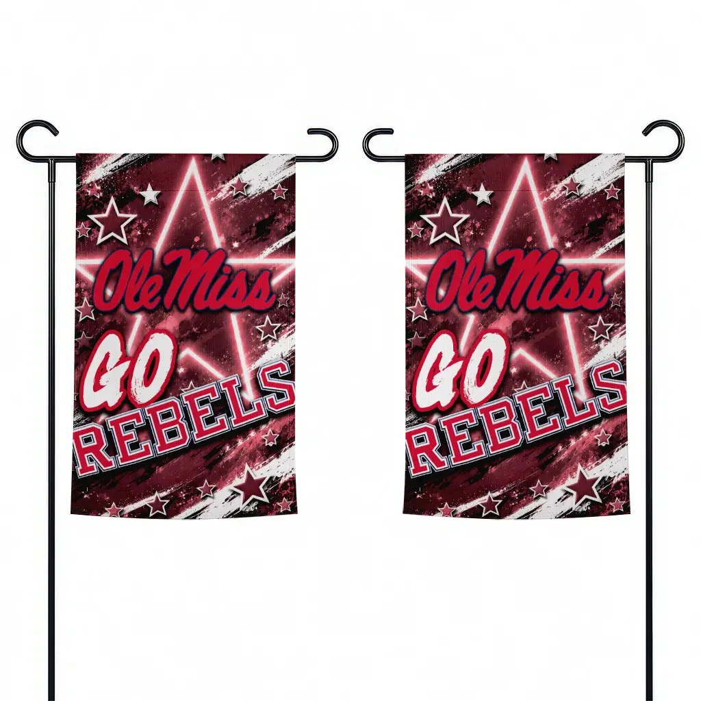 Ole Miss Rebels Garden Flag Custom Glowing Star Red Fashion Forward Ole Miss Rebels Garden Flag Custom Glowing Star Red Fashion Forward