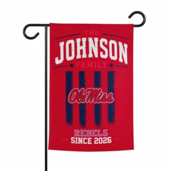 Ole Miss Rebels Garden Flag Customized Distressed Stripes Red Best Selling