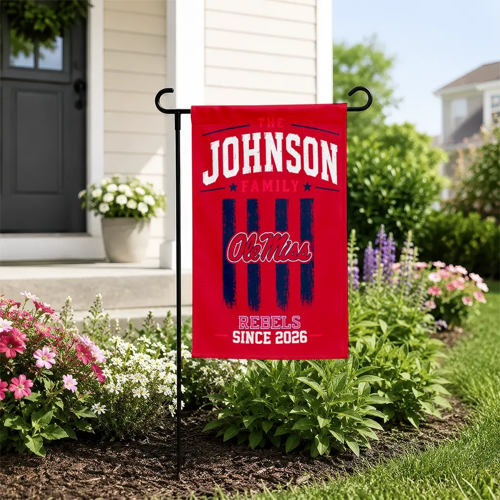 Ole Miss Rebels Garden Flag Customized Distressed Stripes Red New Arrival Ole Miss Rebels Garden Flag Customized Distressed Stripes Red New Arrival