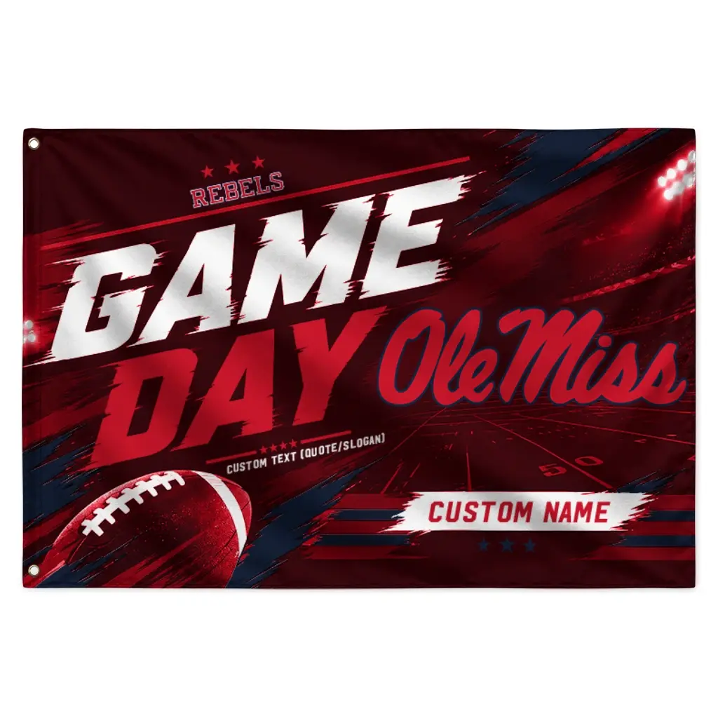 Ole Miss Rebels House Flag Custom Action Streaks Red Best Selling Ole Miss Rebels House Flag Custom Action Streaks Red Best Selling