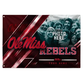 Ole Miss Rebels House Flag Custom Diagonal Stripes Red Best Selling