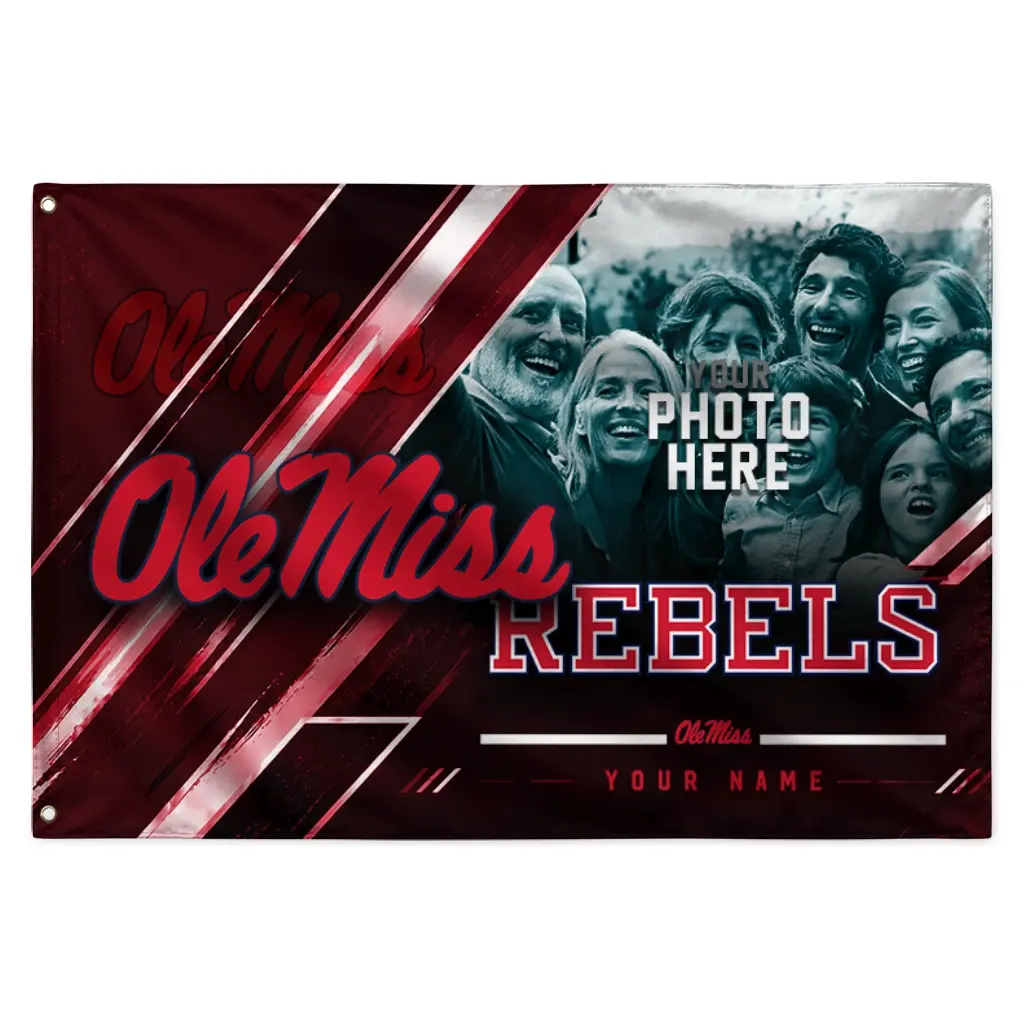 Ole Miss Rebels House Flag Custom Diagonal Stripes Red Best Selling Ole Miss Rebels House Flag Custom Diagonal Stripes Red Best Selling