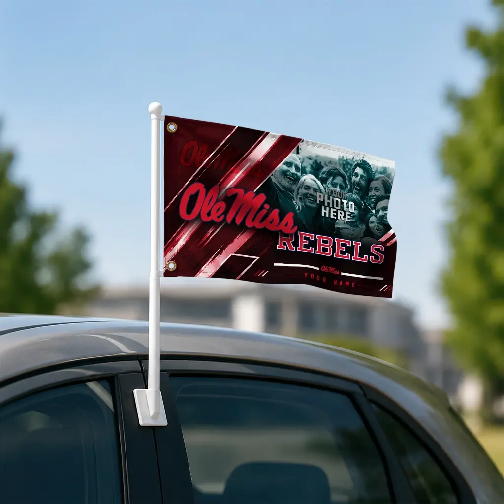 Ole Miss Rebels House Flag Custom Diagonal Stripes Red Latest Model Ole Miss Rebels House Flag Custom Diagonal Stripes Red Latest Model