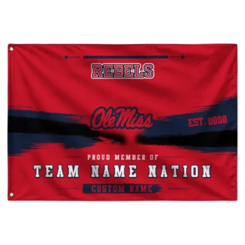 Ole Miss Rebels House Flag Personalized Brushed Streaks Red Best Selling