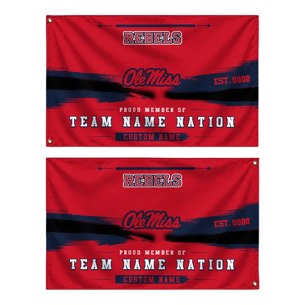 Ole Miss Rebels House Flag Personalized Brushed Streaks Red Fashion Forward Ole Miss Rebels House Flag Personalized Brushed Streaks Red Fashion Forward