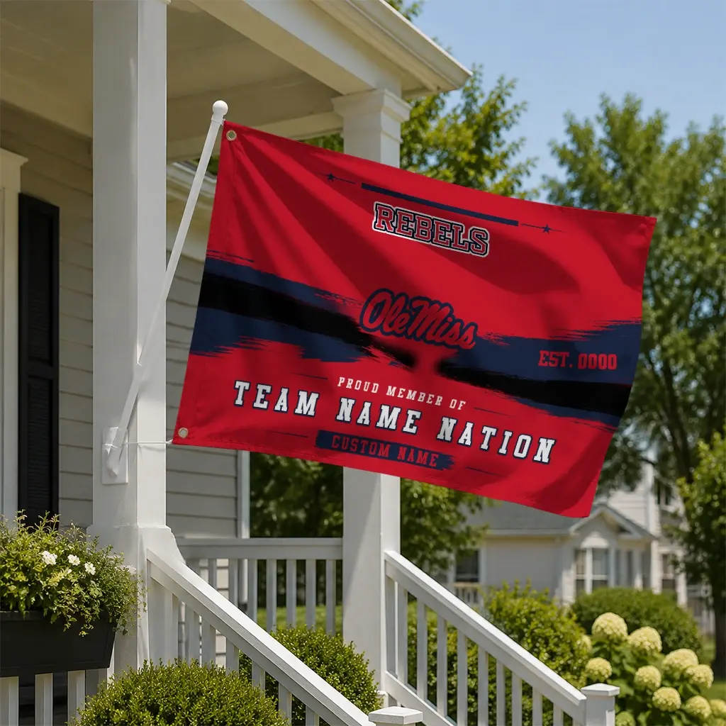 Ole Miss Rebels House Flag Personalized Brushed Streaks Red New Arrival Ole Miss Rebels House Flag Personalized Brushed Streaks Red New Arrival