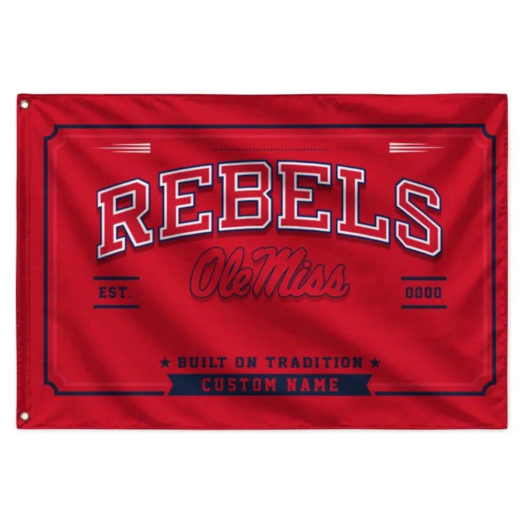 Ole Miss Rebels House Flag Personalized Ornate Border Red Best Selling Ole Miss Rebels House Flag Personalized Ornate Border Red Best Selling