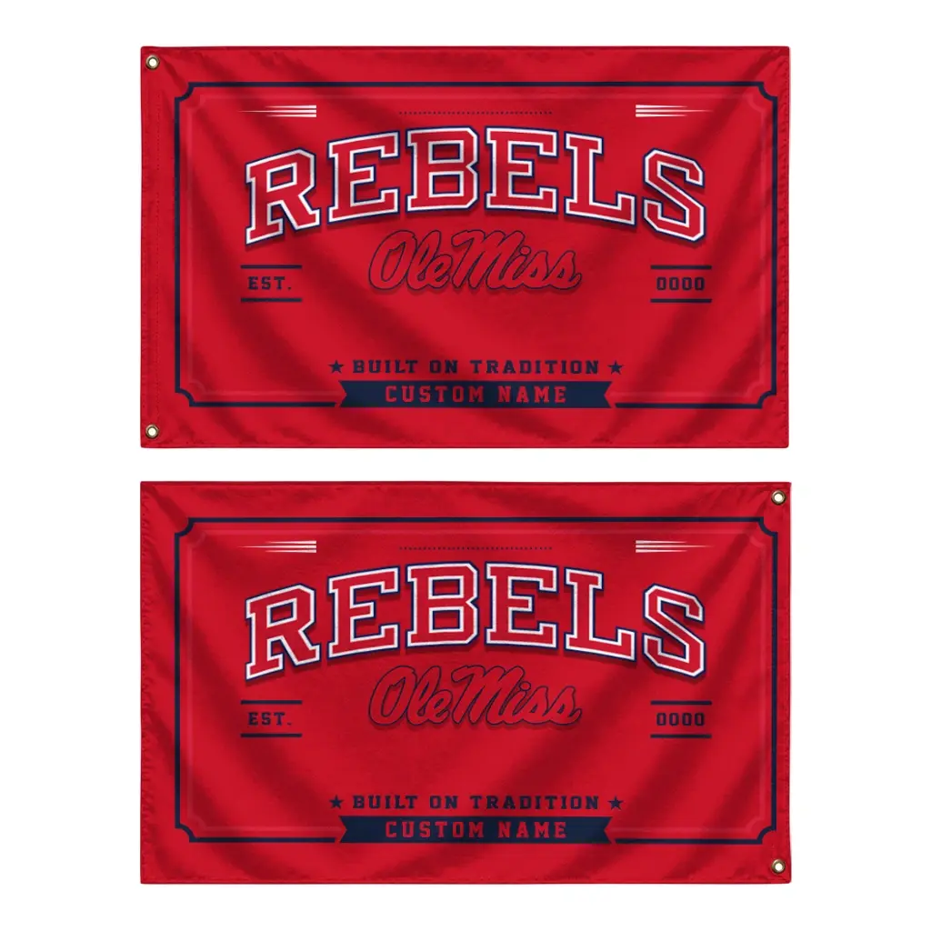 Ole Miss Rebels House Flag Personalized Ornate Border Red Fashion Forward Ole Miss Rebels House Flag Personalized Ornate Border Red Fashion Forward