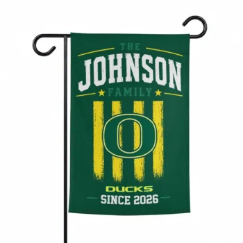 Oregon Ducks Garden Flag Customized Distressed Stripes Green Best Selling
