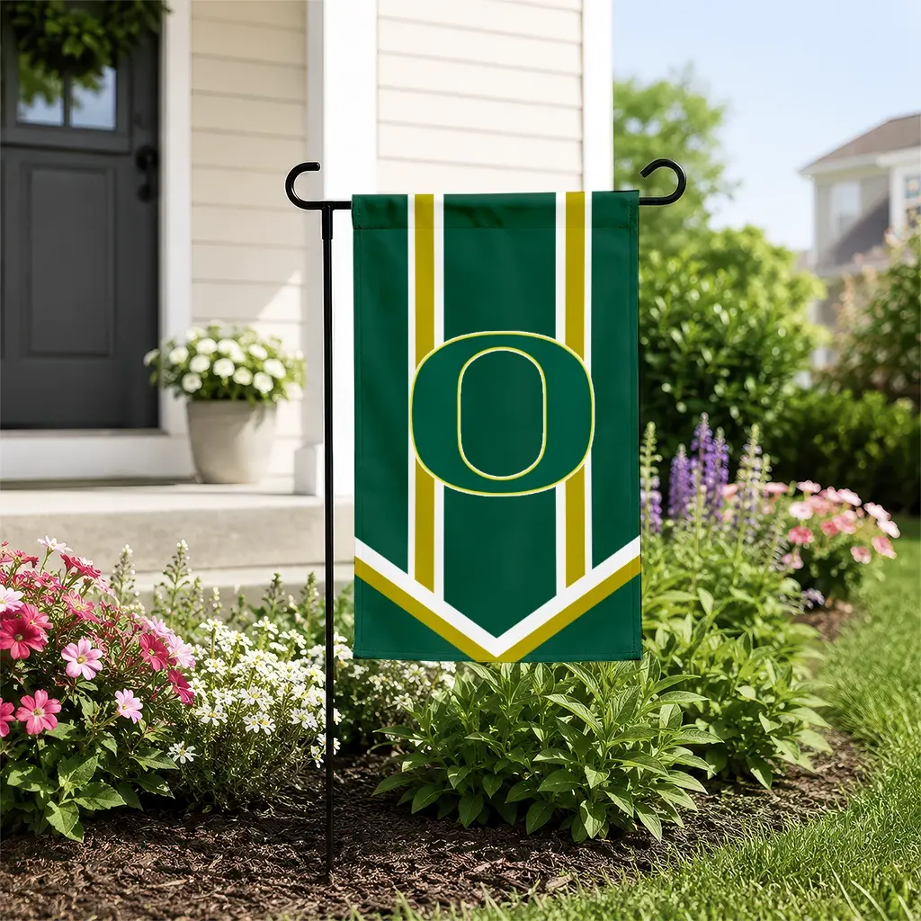 Oregon Ducks Garden Flag Personalized Chevron Stripes Green New Arrival Oregon Ducks Garden Flag Personalized Chevron Stripes Green New Arrival