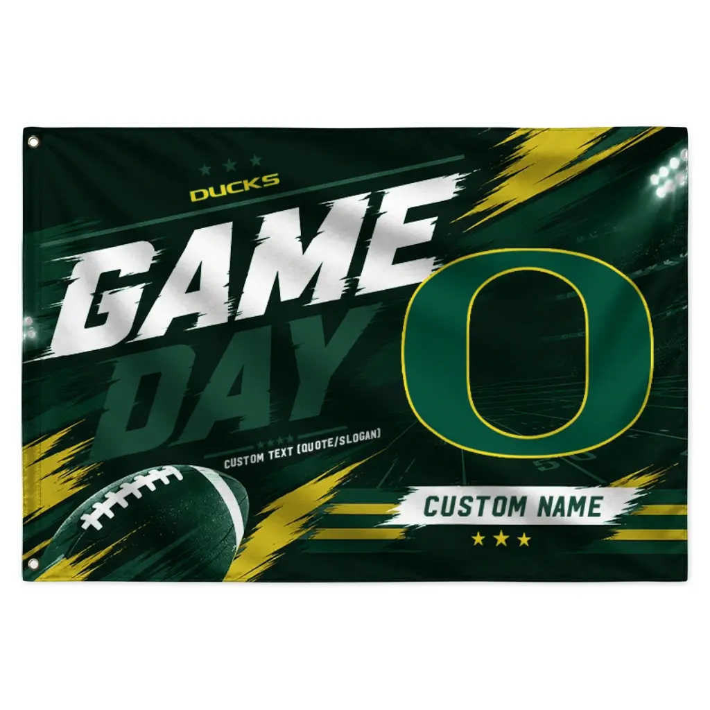 Oregon Ducks House Flag Custom Action Streaks Green Best Selling Oregon Ducks House Flag Custom Action Streaks Green Best Selling