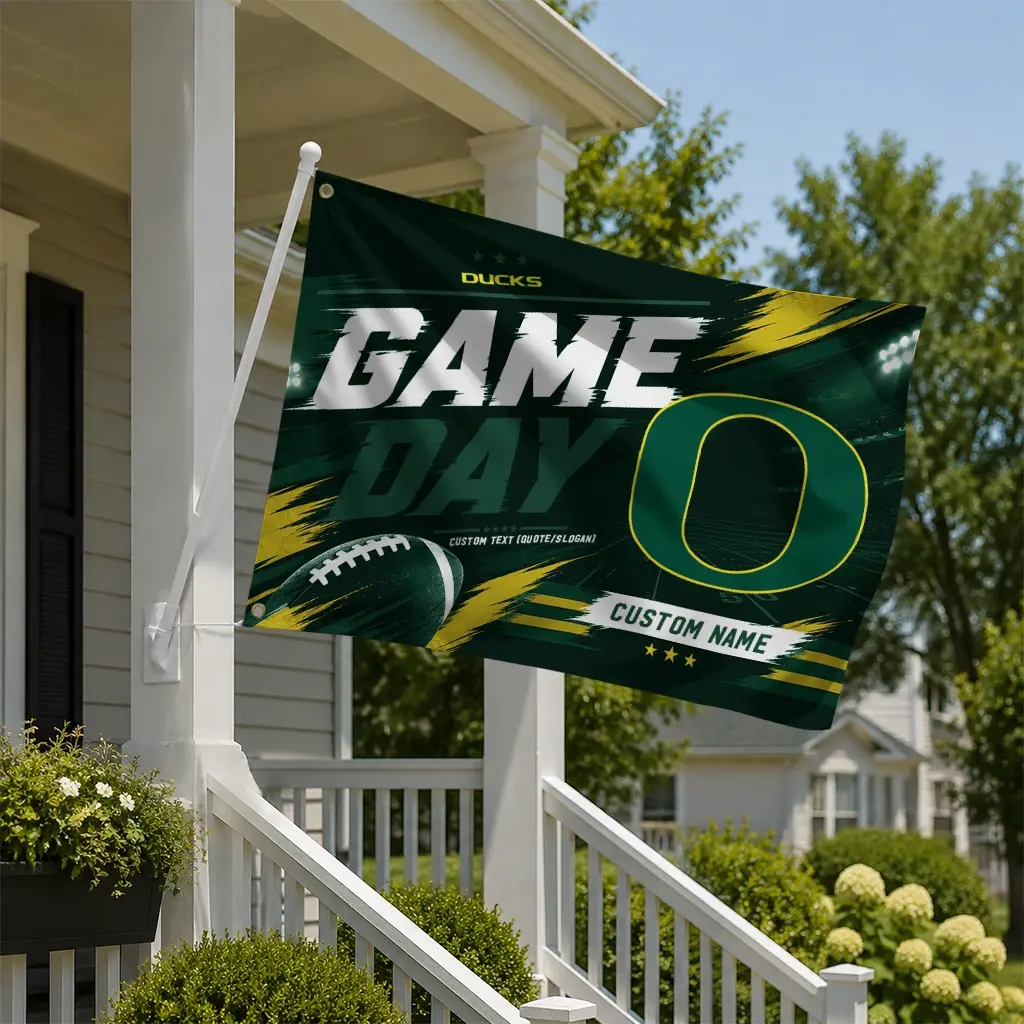 Oregon Ducks House Flag Custom Action Streaks Green New Arrival Oregon Ducks House Flag Custom Action Streaks Green New Arrival