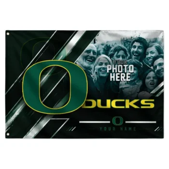 Oregon Ducks House Flag Custom Diagonal Stripes Green Best Selling