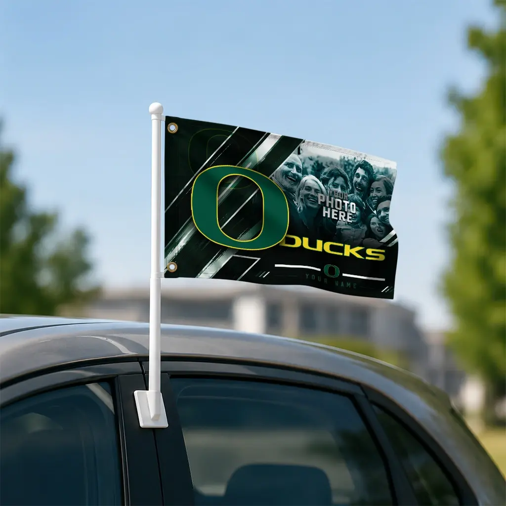 Oregon Ducks House Flag Custom Diagonal Stripes Green Latest Model Oregon Ducks House Flag Custom Diagonal Stripes Green Latest Model