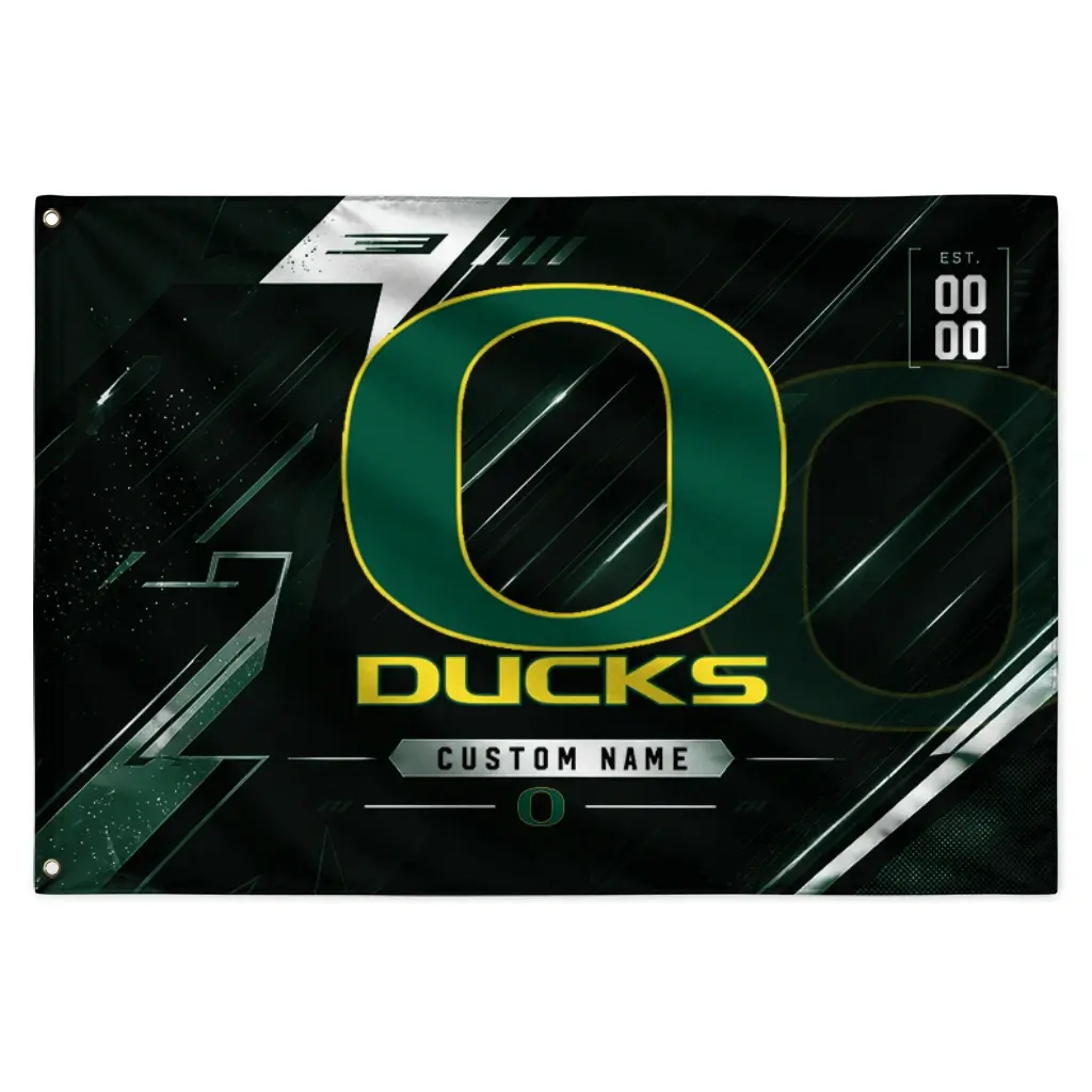 Oregon Ducks House Flag Customized Speed Slashes Green Best Selling Oregon Ducks House Flag Customized Speed Slashes Green Best Selling