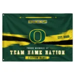 Oregon Ducks House Flag Personalized Brushed Streaks Green Best Selling